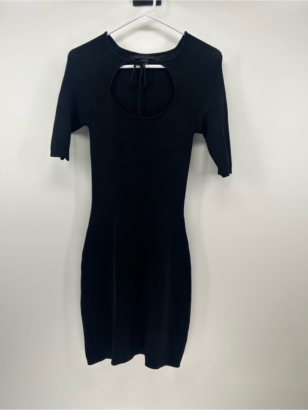 Guess Black Short-Sleeve Cutout Knit Mini Dress